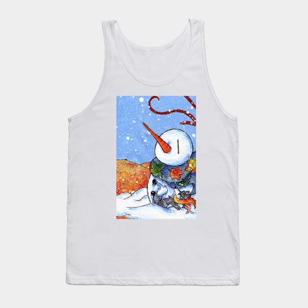 The First Snowman of the Season! Tank Top by KristenOKeefeArt